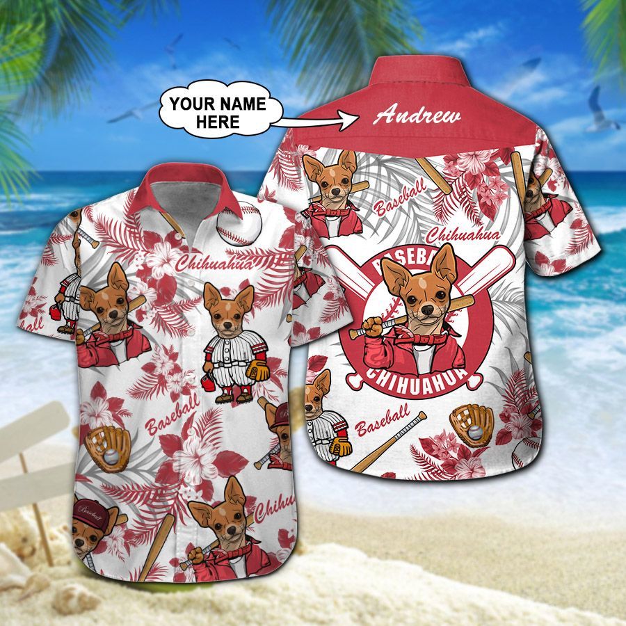 Chihuahua Baseball Custom Name Hawaiian Shirt 207 ND4521