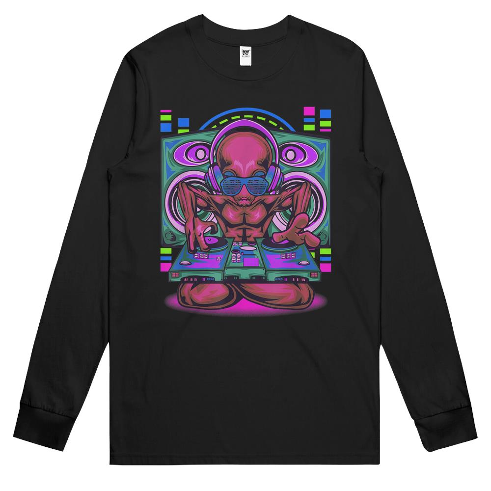 Ailen Shirt, Ufo Shirt, Ufo Long Sleeve T Shirts, Ufo Tee Shirt, Long Sleeve T Shirts Ufo, Alien Dj Inspired Alien Turntables Related Ufo House Music D Shirts Long Sleeve T Shirts