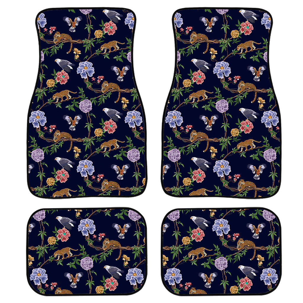 Eagle And Jaguar Pattern Print Front And Back Car Floor Mats, Front Car Mat