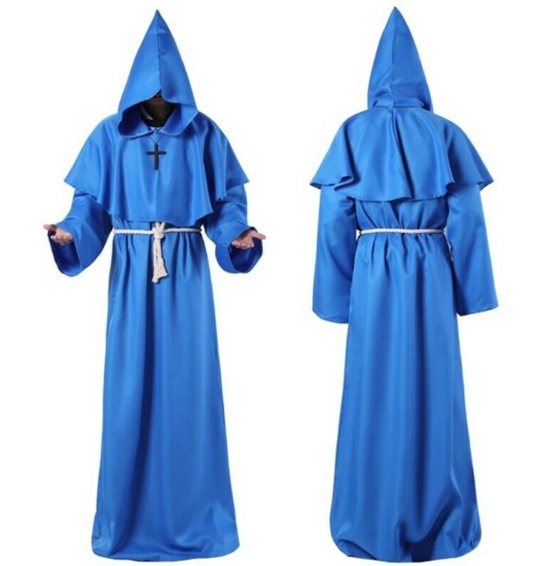 Wizard Costume Halloween Cosplay Medieval Monk Friar Robe Priest Costume Ancient Clothing Christian Suit alx