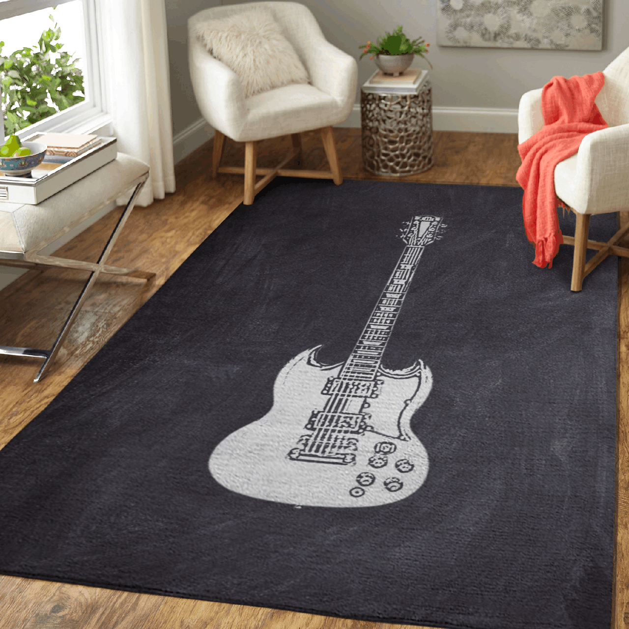 Chalk Music – Music Art For Fans Area Rug Carpet