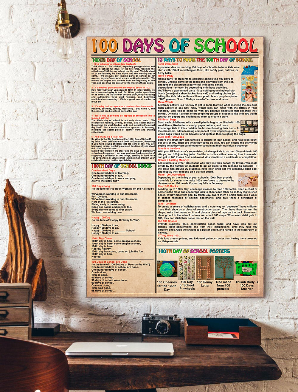 100 Days of School Knowledge Teacher Vertical Print Poster