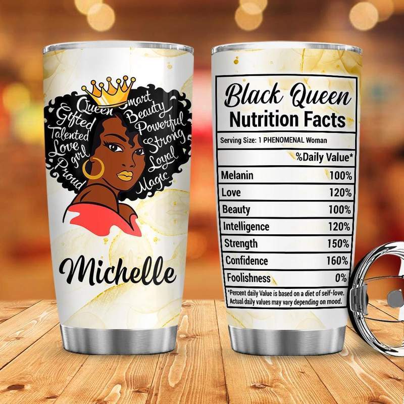 Black Queen nutrition fact Stainless Steel Tumbler with Your Name #V