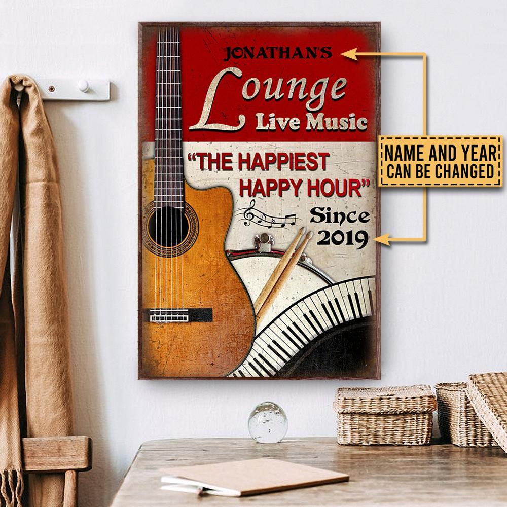 Aeticon Gifts Personalized Guitar Music The Happiest Happy Hour Canvas Mom Dad Gift Home Decor