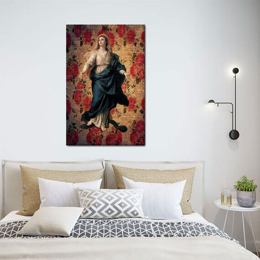 Virgin Mary And Serpent Poster – Rose World Canvas Home Décor Gifts For Birthday Thanksgiving Christmas – Gigo Smart