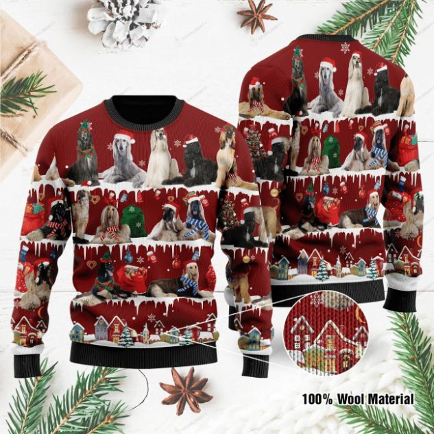 Afghan Hound Ugly Christmas Wool Sweater