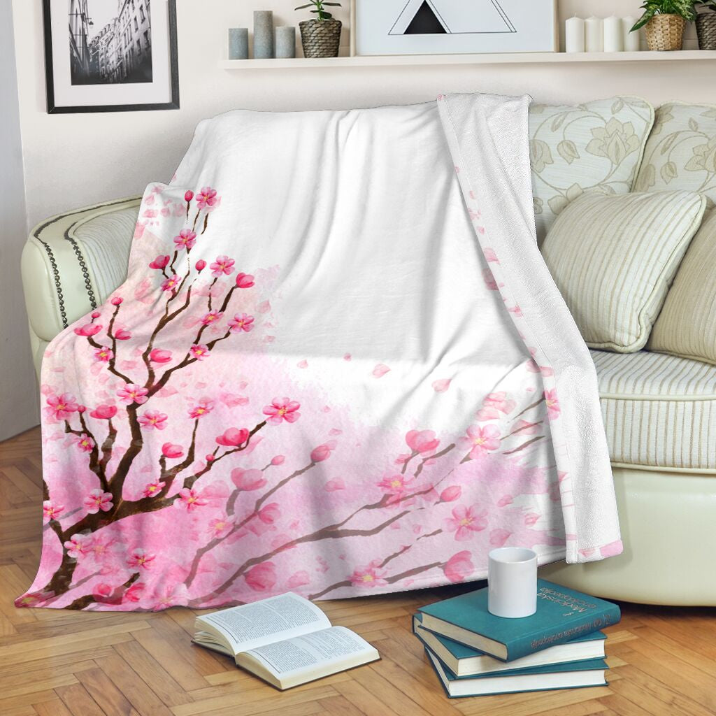 Japanese Sakura Cherry Blossom Sherpa Fleece Blanket Great Customized Blanket Gifts For Birthday Christmas Thanksgiving