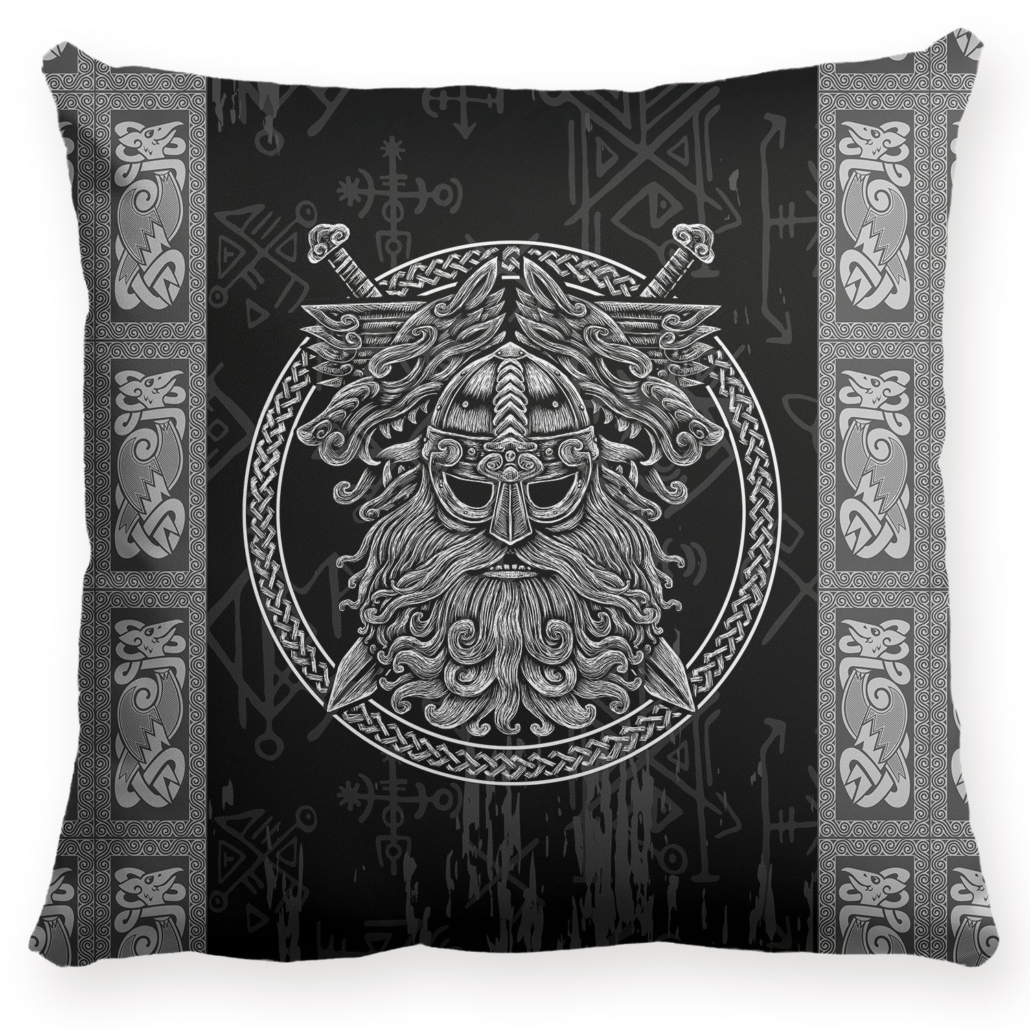 Viking Odin God Art Celtic Scandinavian Norse Runes Throw Pillow Home Decor