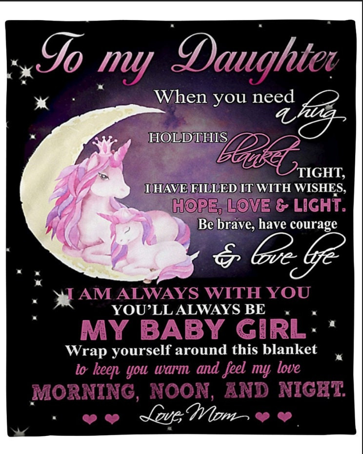 To My Daughter Forever Sherpa Blanket Gift For Daughter Christmas Blanket Daughter Grandma Christmas Gift Unicorn Custom Blanket Gift