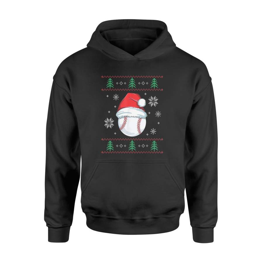 Ugly Christmas Baseball T-Shirt Boys Kids Ball Santa Pajama – Standard Hoodie