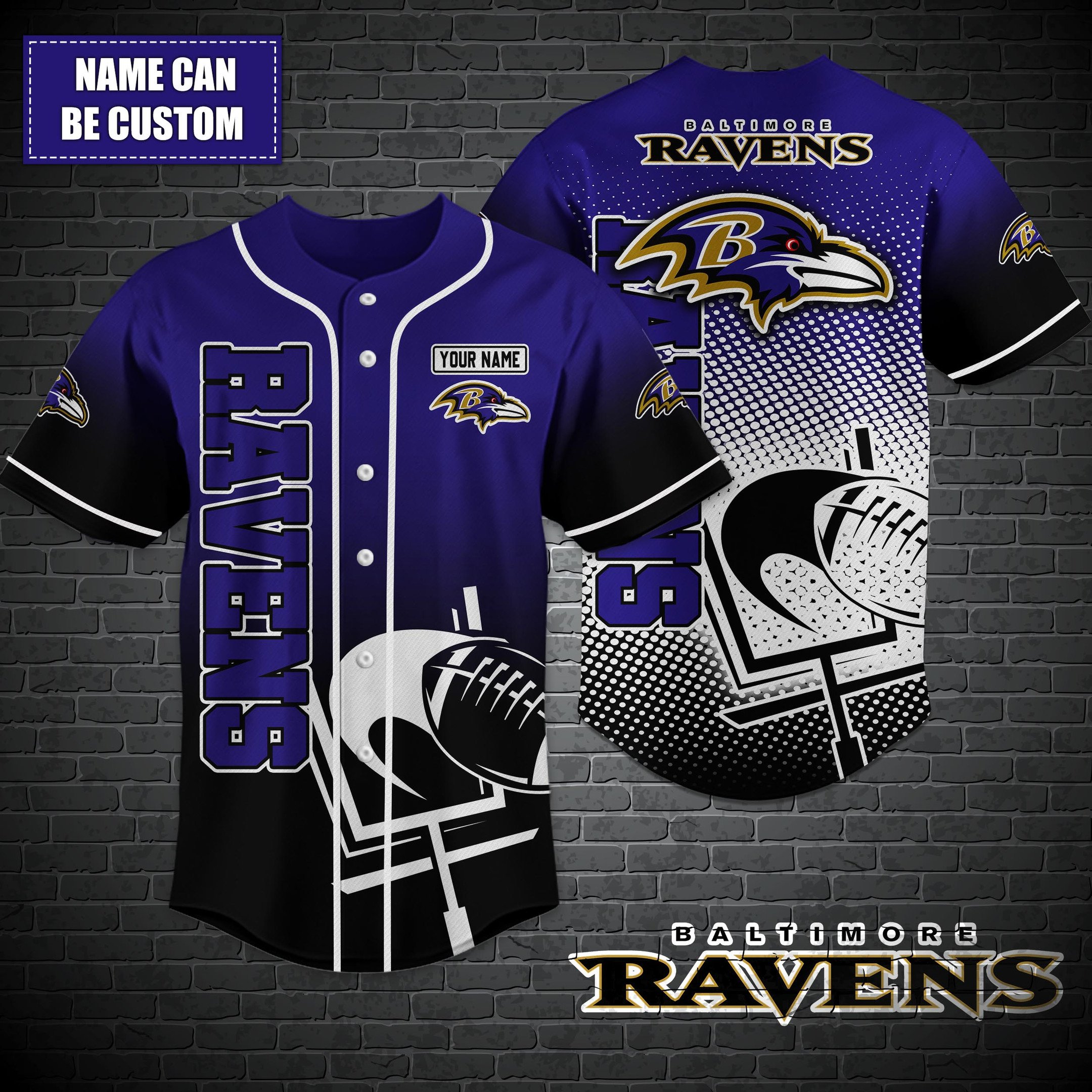 Baltimore Ravens Custom Name Baseball Shirt T-44757