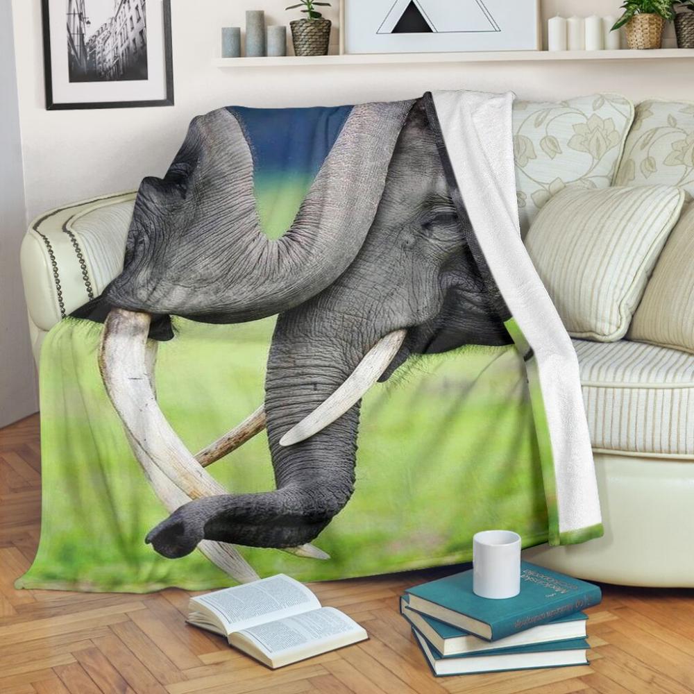 Animal Elephant Love Photo Special Gift Fleece Blanket Family Gift Home Decor Bedding Couch Sofa Soft And Comfy Cozy