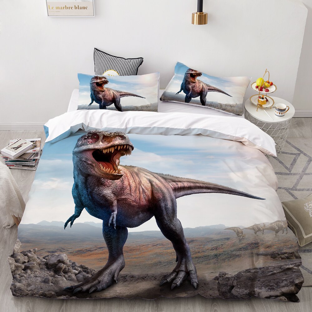 3D Hd Printing Bedding Set King/Double/Full,Custom Kids Baby Children Duvet Cover Set,Cartoon Dinosaurs Bedclothes