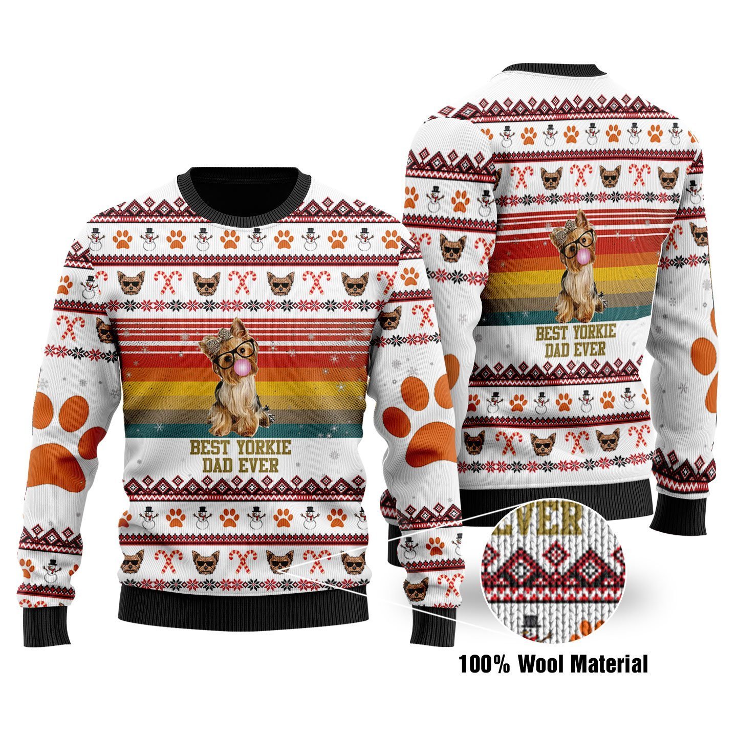 Best Yorkie Dad Ever Ugly Christmas Sweater | Unisex | Adult | Us1683