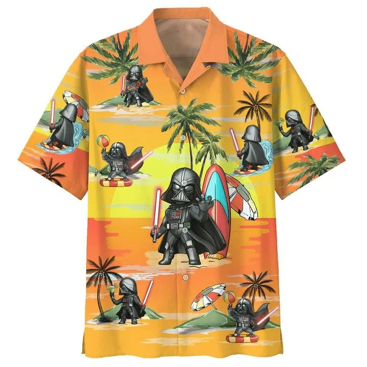 Darth Vader Summer Time Lightsaber All Over Print Hawaii Shirt Orange Ha97382