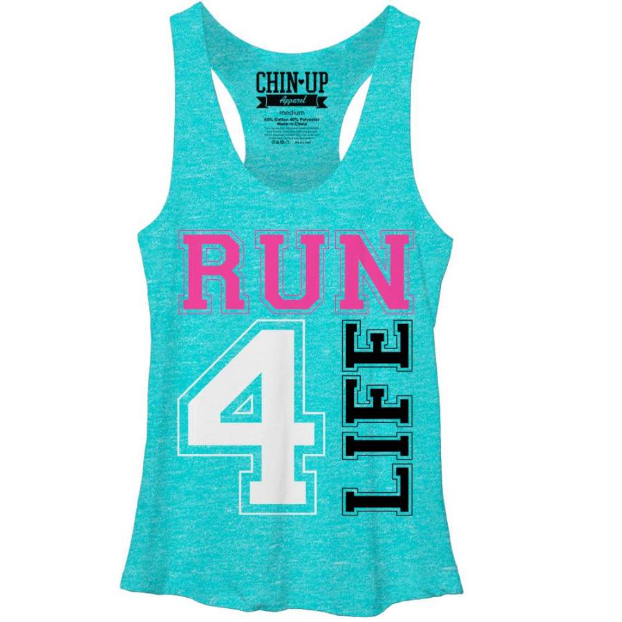 CHIN UP Women’s Run For Life  Racerback Tank Tahiti Blue