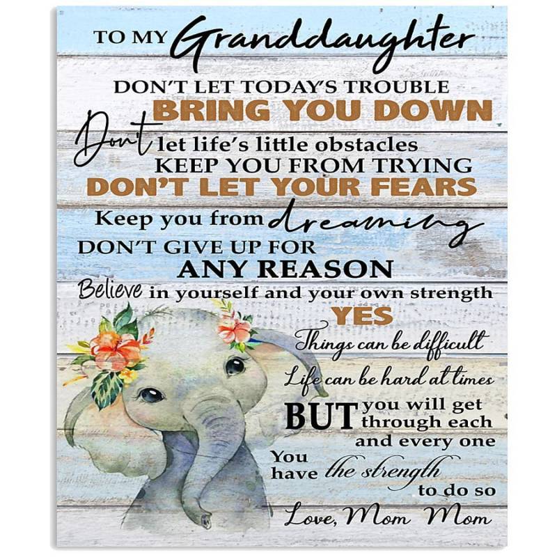 Funny Elephant Design With Messages For Granddaughter Vertical Poster