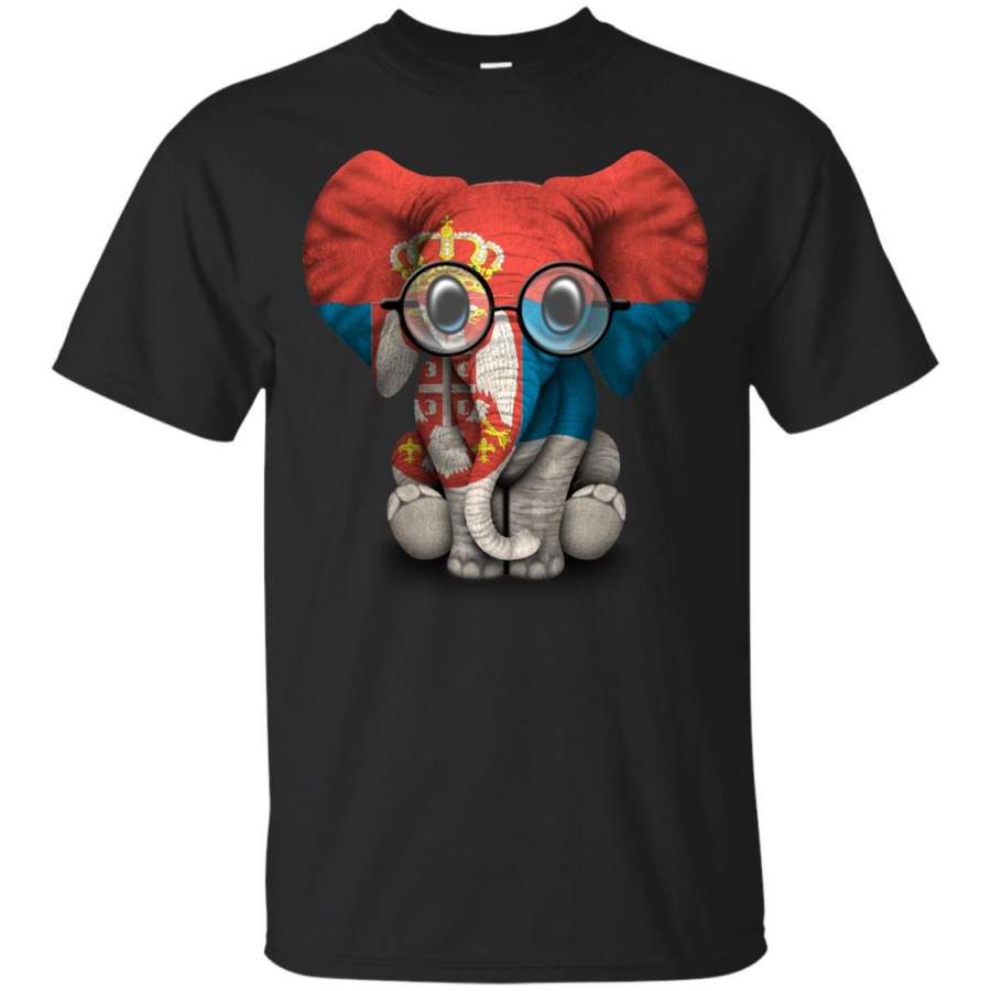 SERBIA – Baby Elephant with Glasses and Serbian Flag T Shirt & Hoodie