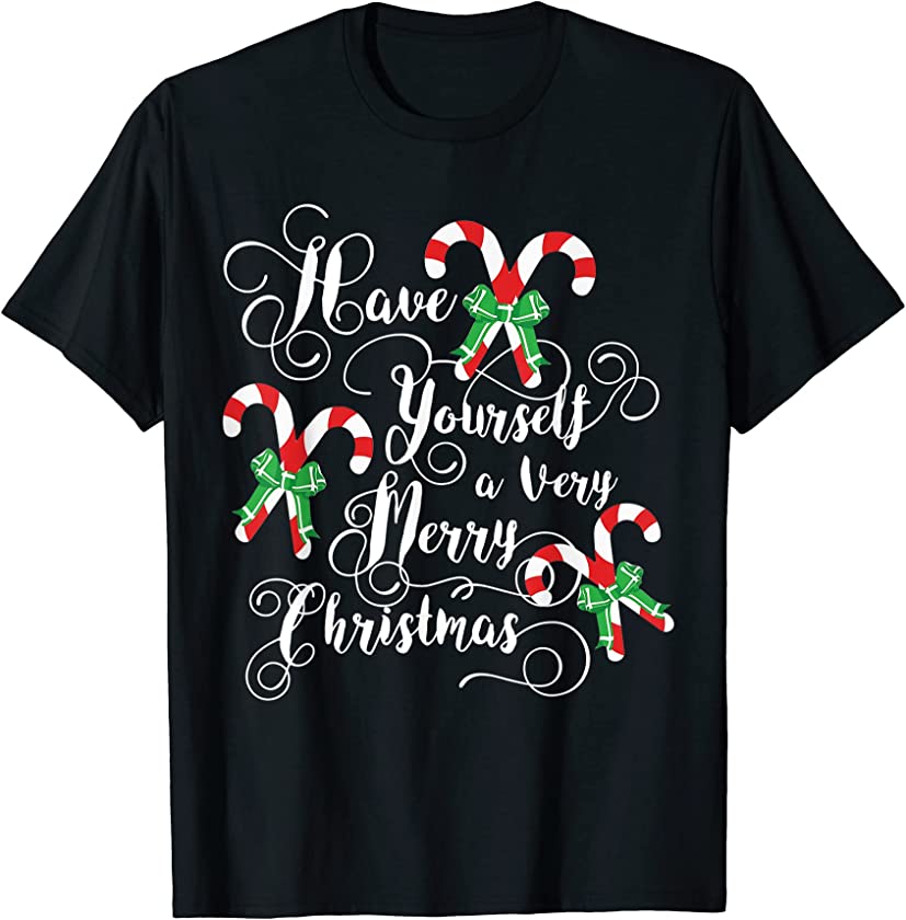 Calligrapher Gift Candy Cane Merry Christmas Hand Lettering T-Shirt