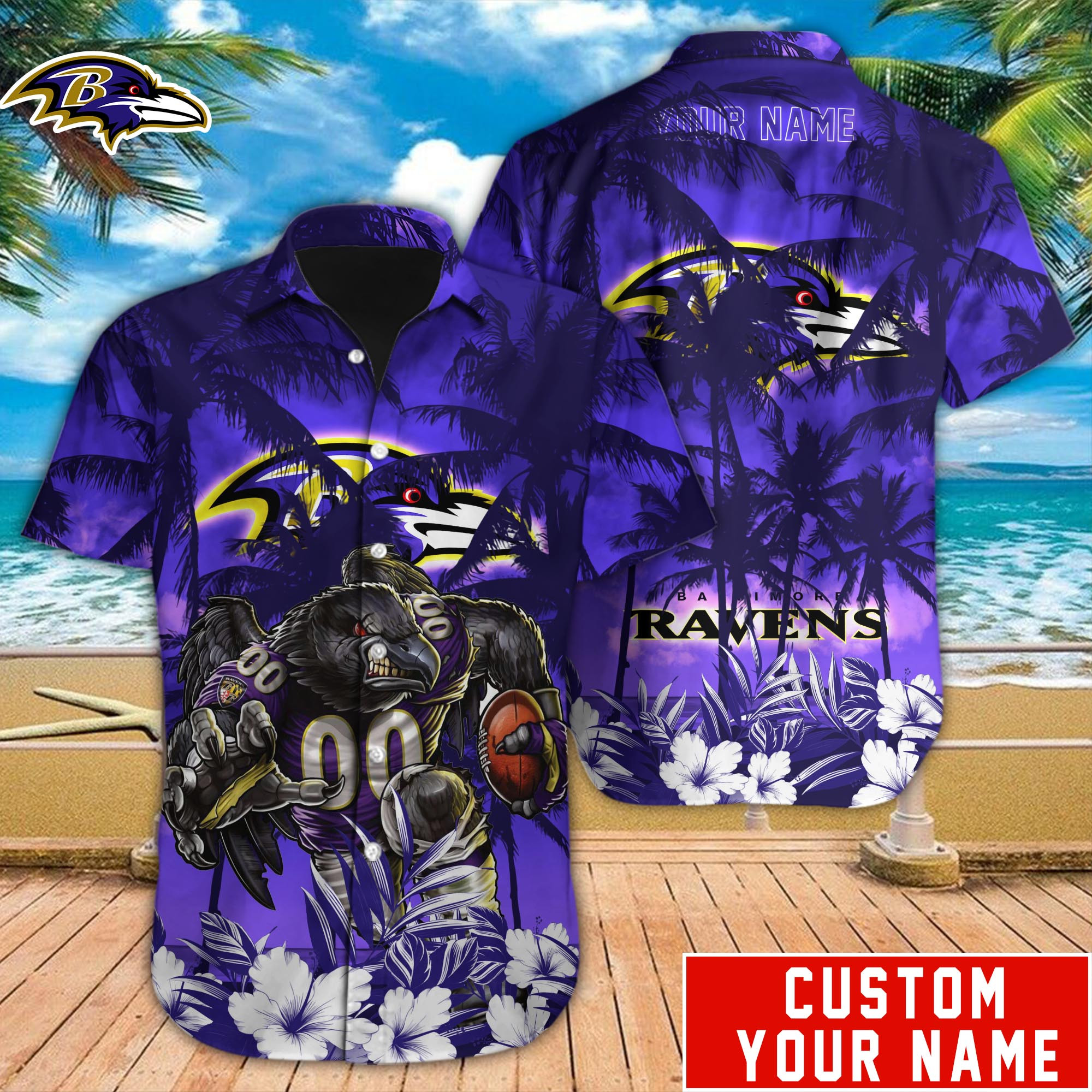 Baltimore Ravens Nfl-Hawaiian Shirt Custom M-40433