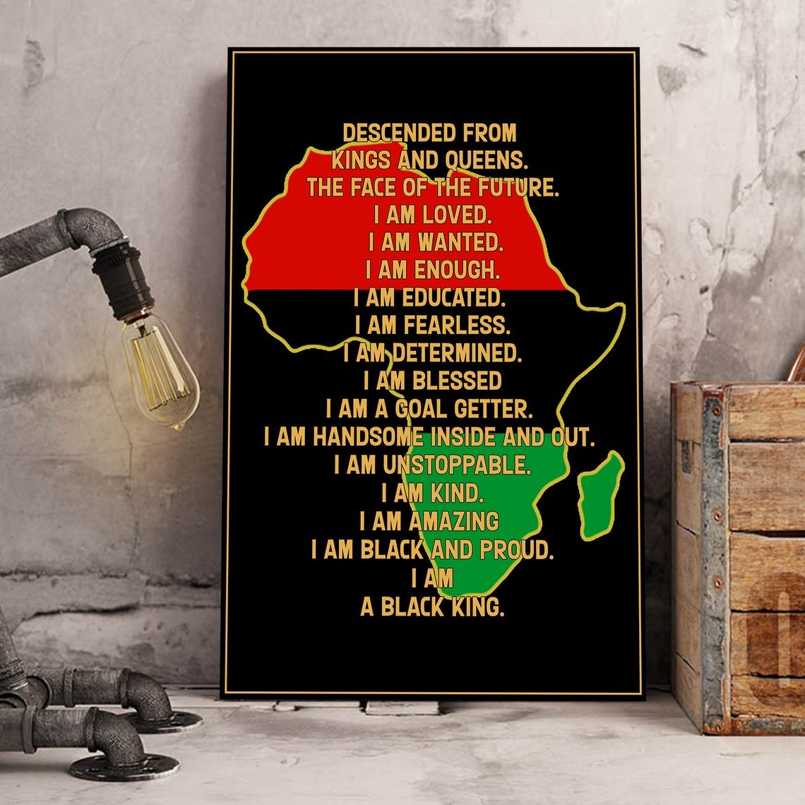 I Am Black King Canvas, Africa Map Canvas And Poster, Canvas Painting, My Poster Wall