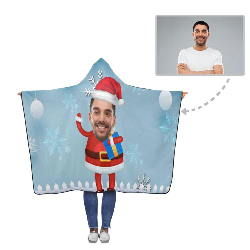 Custom Face Santa Claus Hooded Blanket