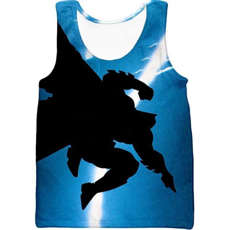 Amazing Action Batman Awesome Shadow Print Blue Tank Top