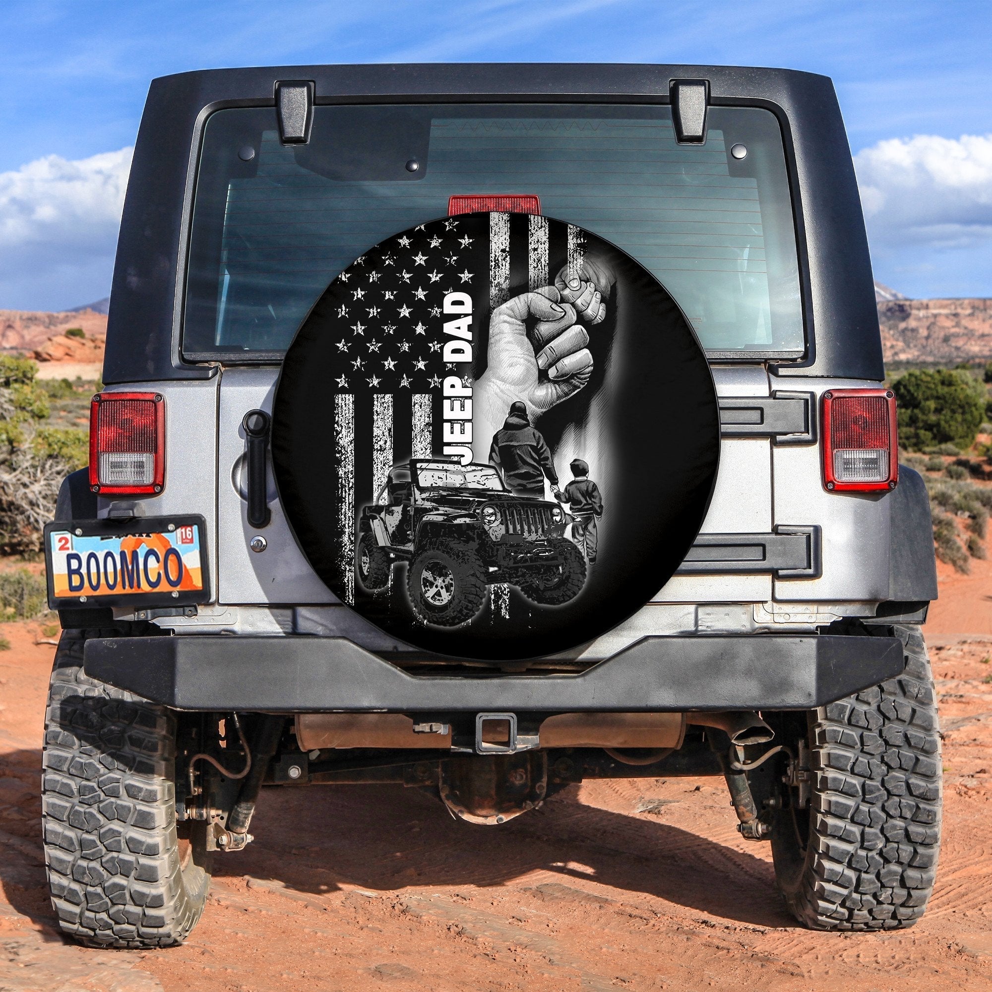 Father Day Spare Tire Cover Jeep Dad No.2 White Style Lt6