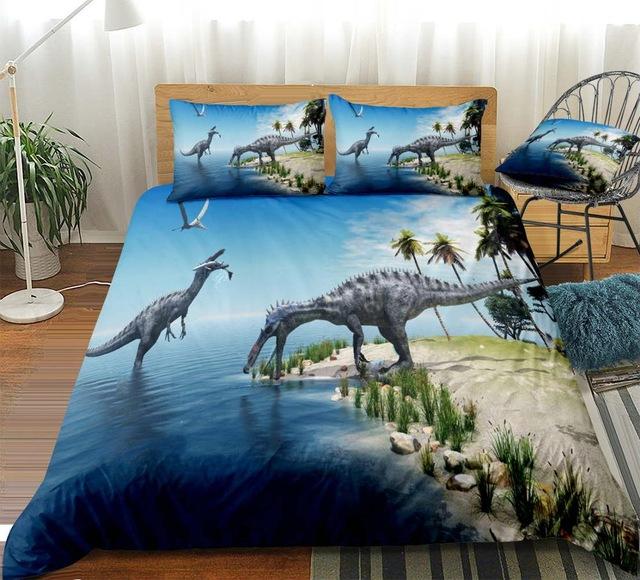 3D Dinosaur Tropical Beach Bedding Set