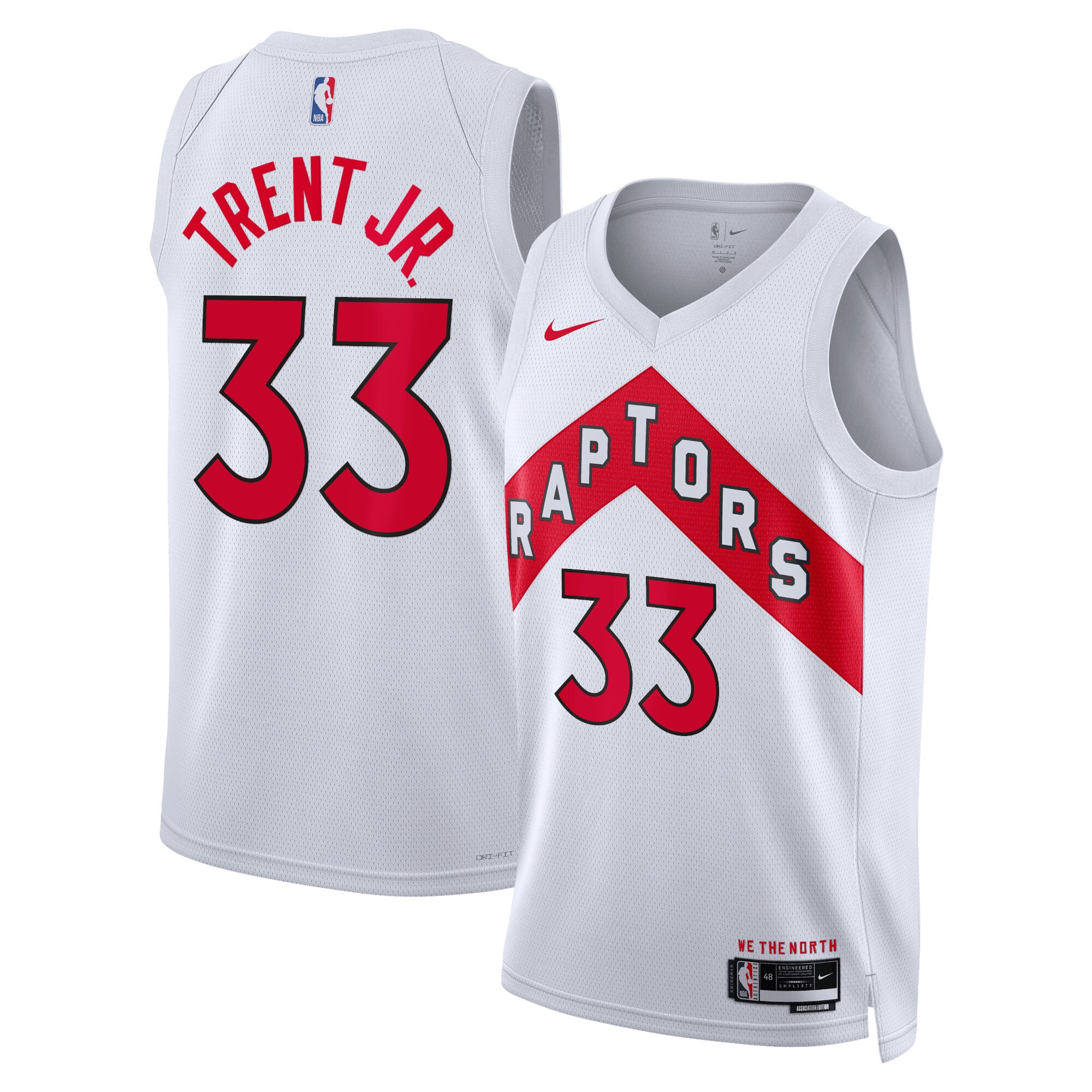 Toronto Raptors Association Edition Swingman Jersey – White – Gary Trent Jr. – Unisex