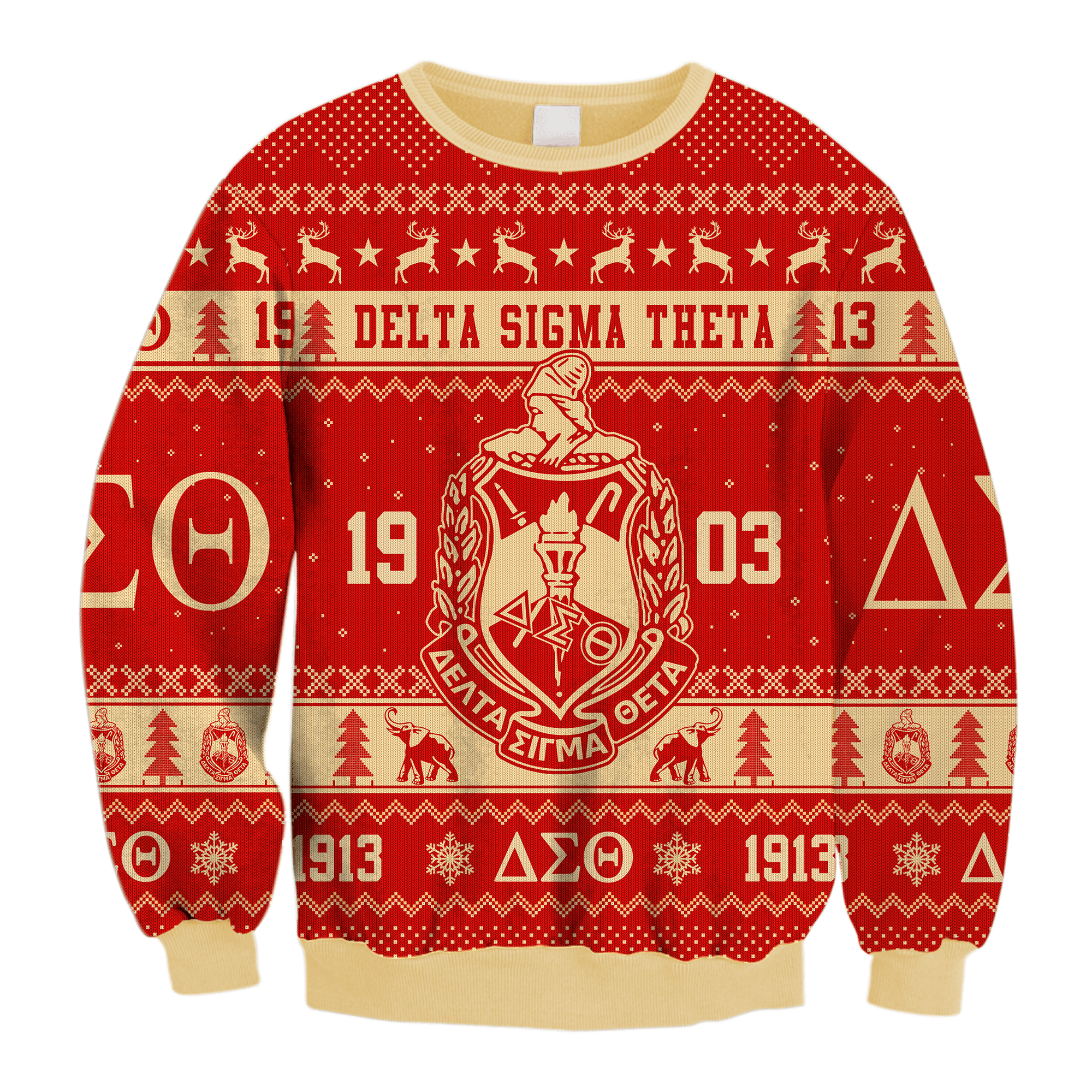 Sorority Sweatshirt – Lux Delta Sigma Theta Elephant Christmas Crewneck Sweatshirt