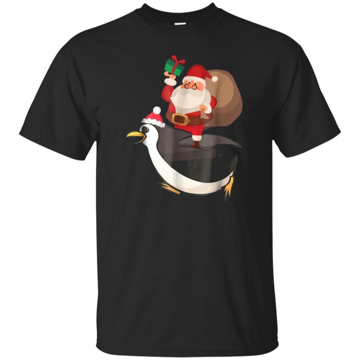 Find Funny Santa Riding Penguin T-Shirt Christmas Pajama Gifts