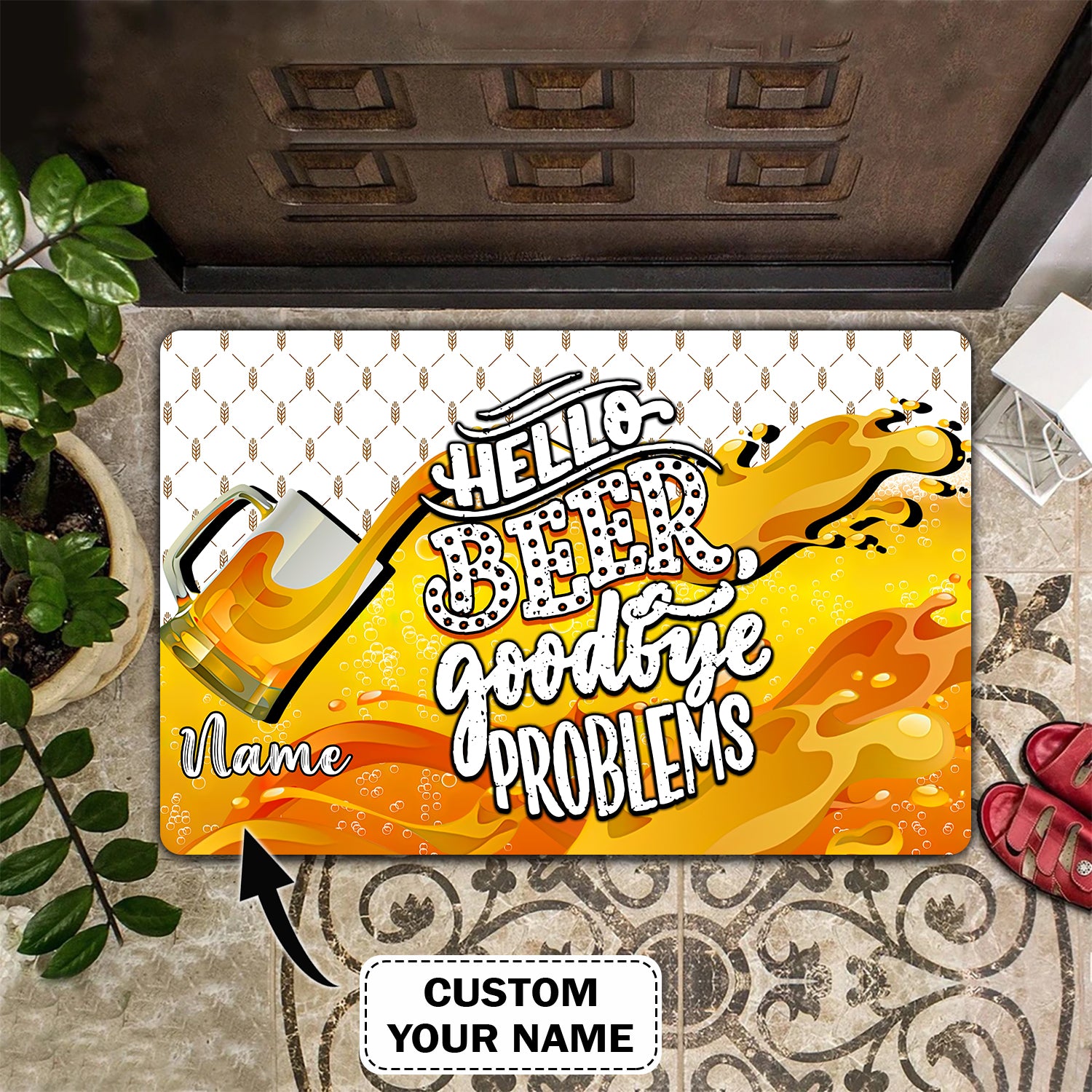 Hello Beer, Goodbye Problems – 3D Doormat – Personalized Name 3D – Beer Vn96 168