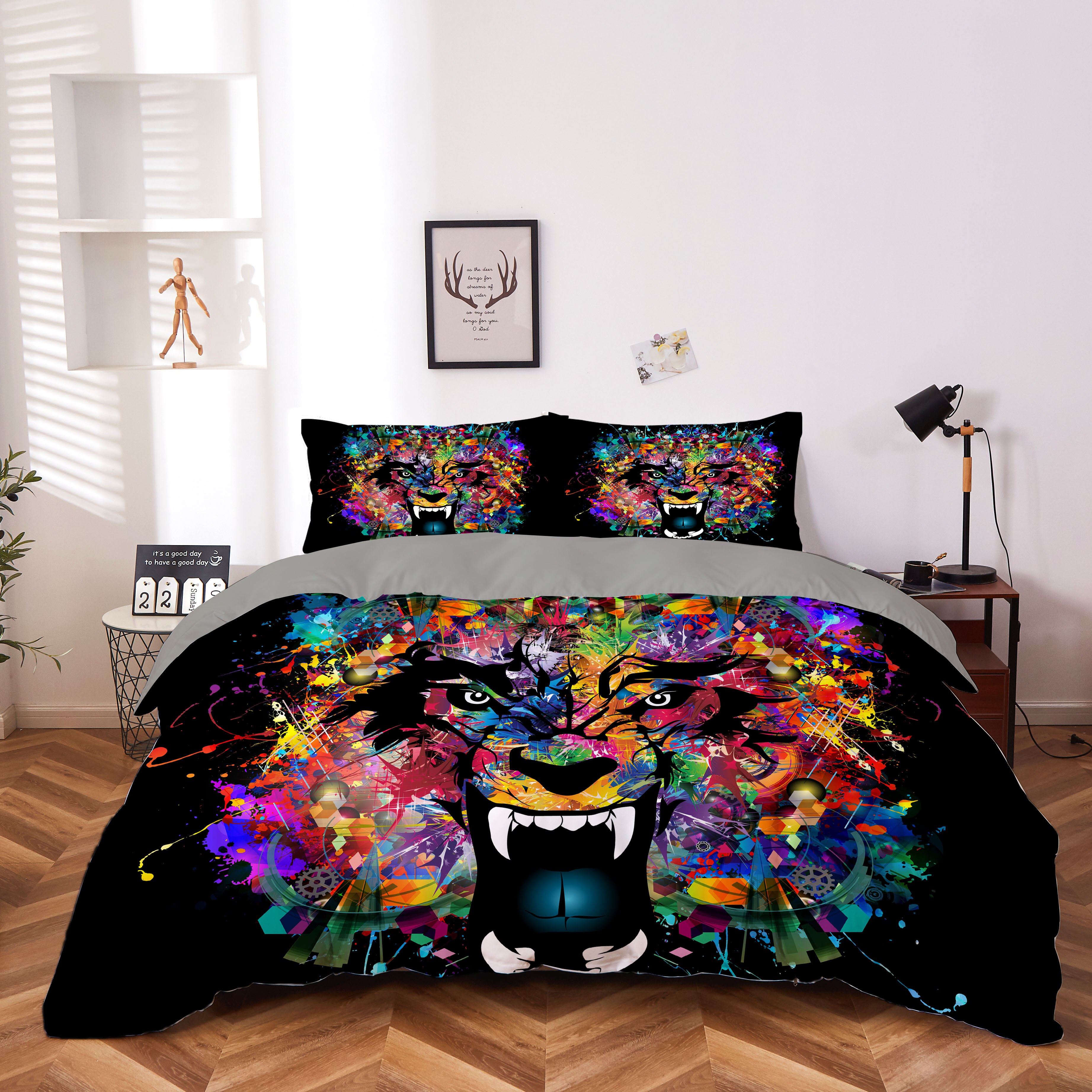 3D Lion Tiger Duvet Cover Queen King 240×220 Size Colorful Printed Bedding Sets Cover With Pillowcase