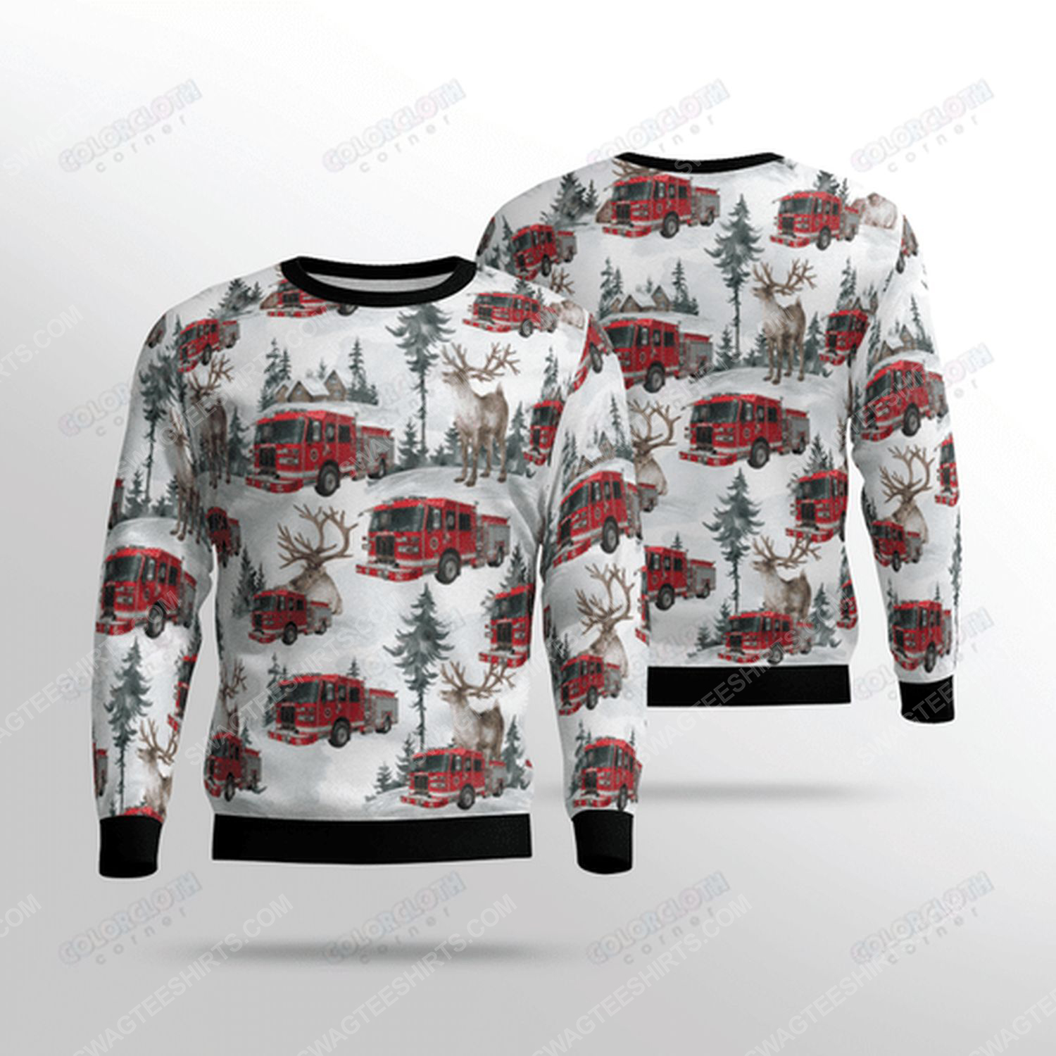 [Special Edition] Fire Engine Firefighter Ugly Christmas Sweater – Maria