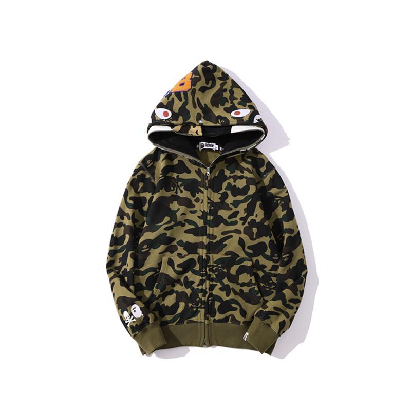 Bape Camo Shark Skull Hoodie Green Yellow Hdcp6689