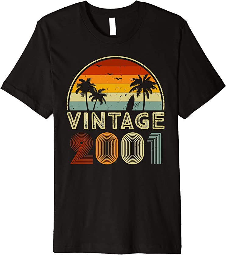 20th Birthday Gift for 20 Years Old Retro Vintage 2001 Bday Premium T-Shirt