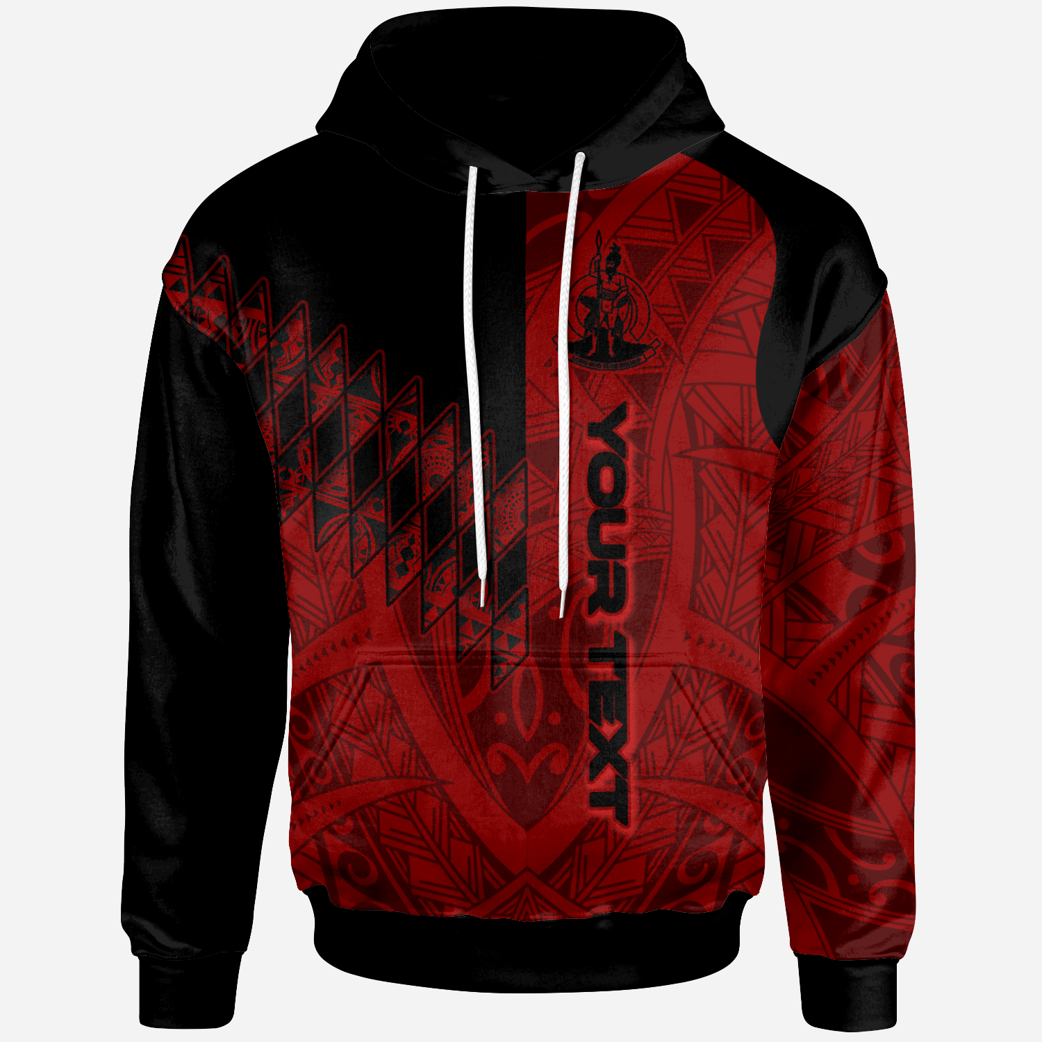 Vanuatu Custom Personalised Hoodie – Red Color Symmetry Style – BN01