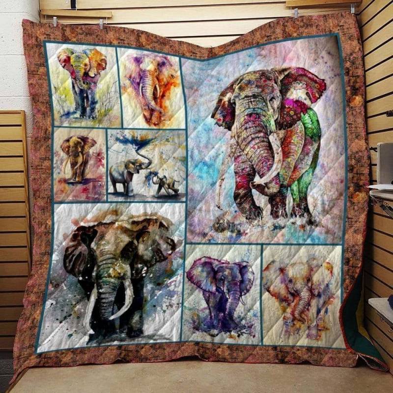 Elephant Watercolor Elephant Quilt