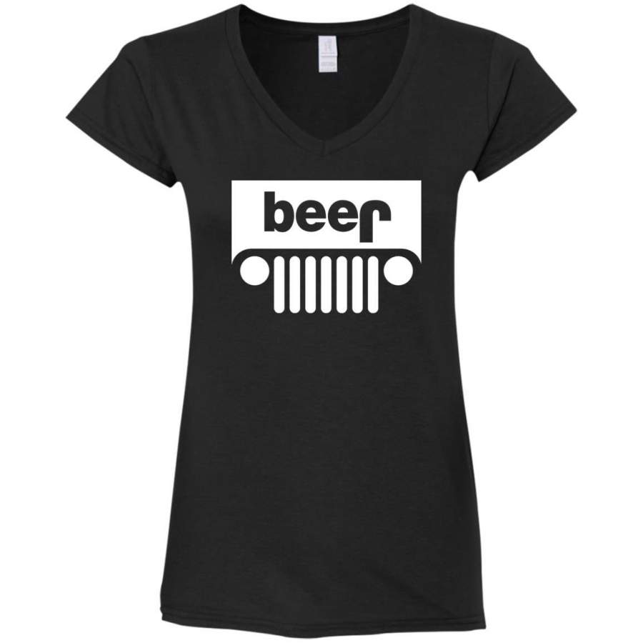 Jeep Beer Ladies V-Neck T-Shirt