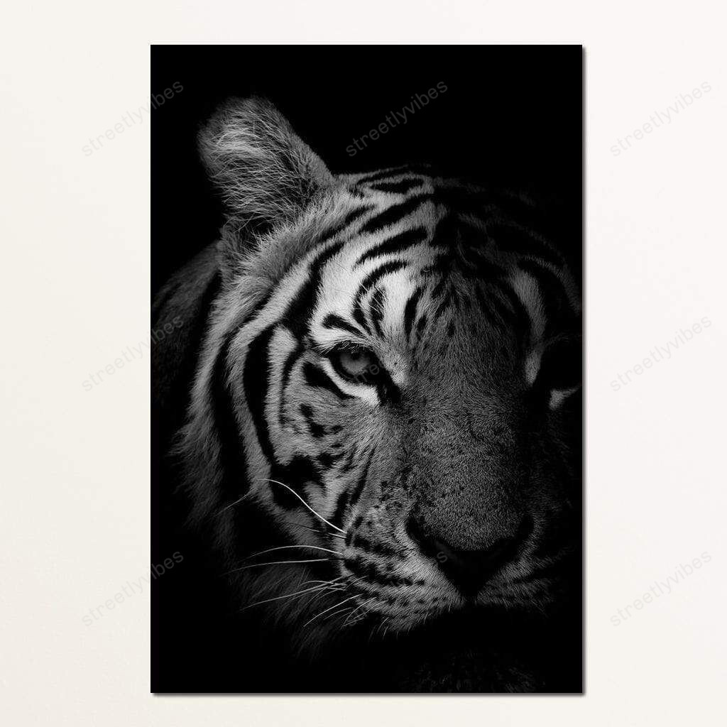 Black And White Fading Tiger Canvas