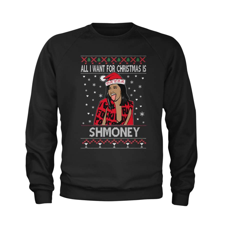 All I Want For Christmas Is Shmoney Ugly Christmas Youth-Sized Crewneck Sweatshirt