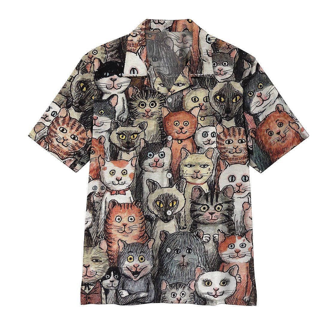 Lots Of Dark Cats Hawaiian Unisex Print Aloha Short Sleeve Casual Shirt Ha10766