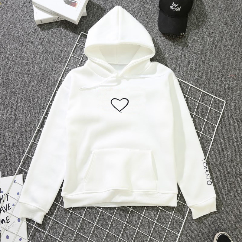 2022 Fashion Autumn Winter Heart Printed Harajuku Print Pullover Loose Lover Hoodies Sweatshirts Couple Casual Coat alx