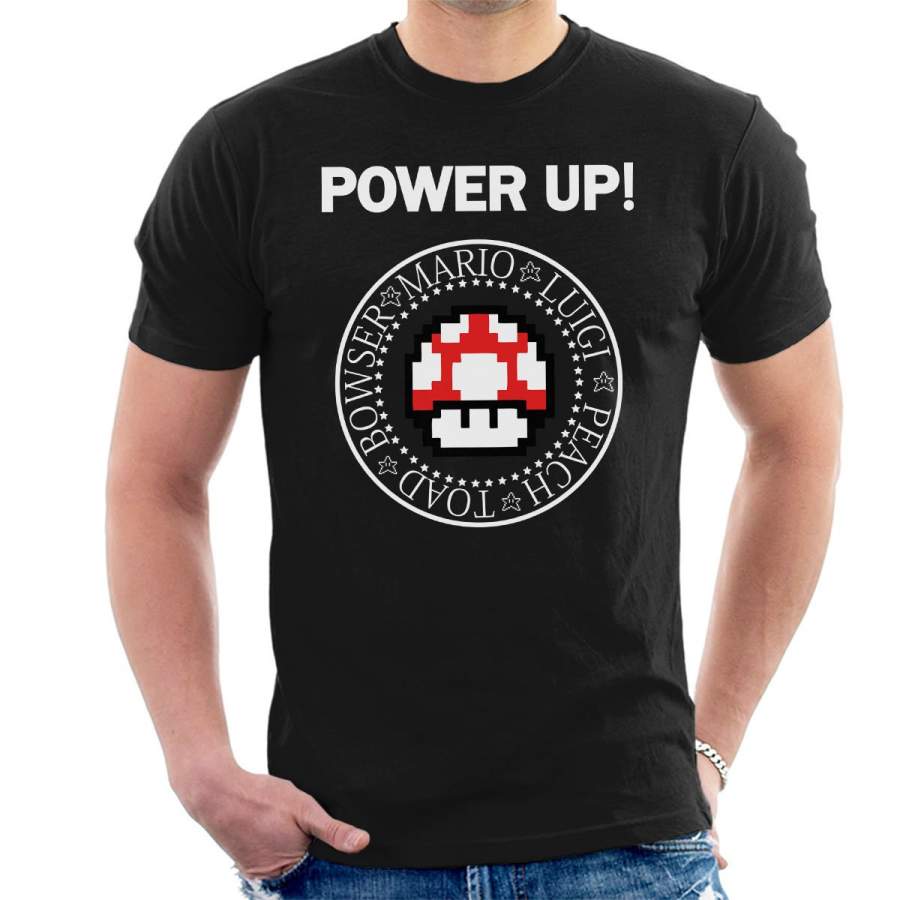 The Ramones Mario Power Up Logo Men’s T-Shirt