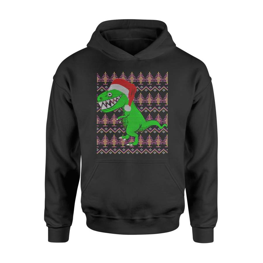 Christmas gift idea Funny T-Rex Dinosaur Ugly Xmas T-Shirt – Standard Hoodie