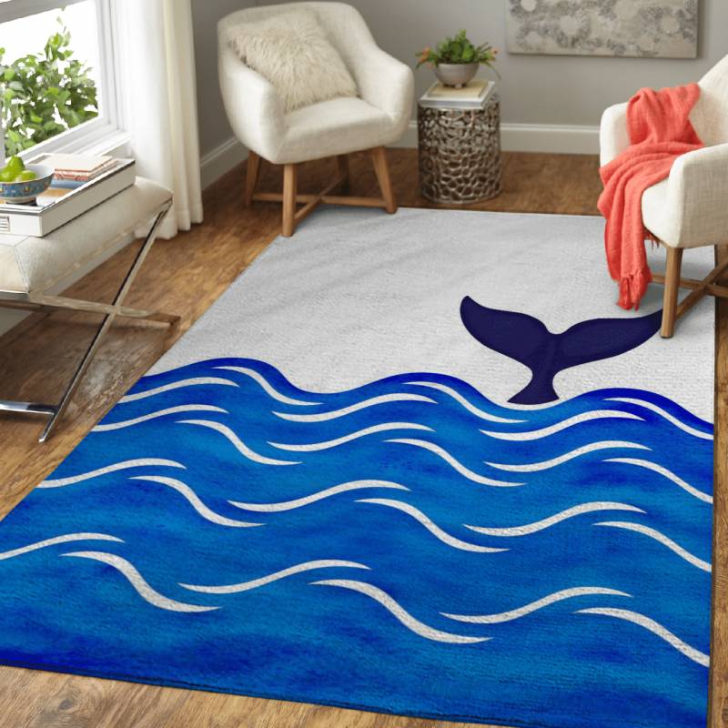 Watercolor Whale Tail – Animals Area Rug Carpet