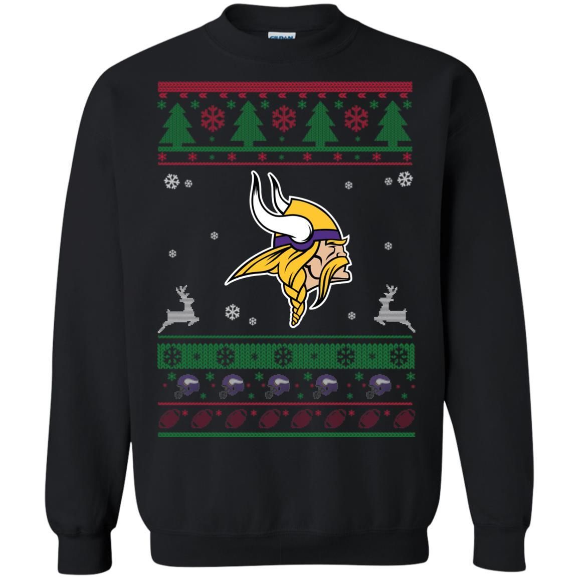 Minnesota Vikings Logo Football Teams Ugly Christmas Sweater Unisex Crewneck Pullover Sweatshirt