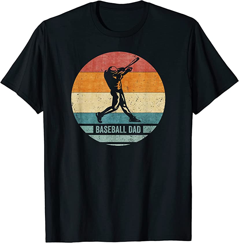 Vintage Retro Proud Baseball Dad Silhouette Sunset Funny T-Shirt