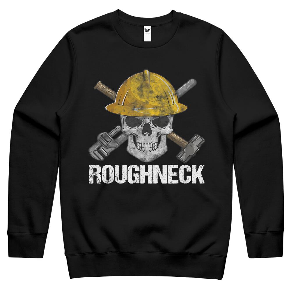 Roughneck Skull, Oilfield Worker Oil Field Rig Drilling Crewneck Sweatshirt